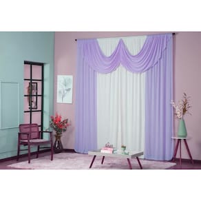 Cortina Paris 5,00 x 2,80 Decorativa com Bando Sala Quarto Porta Balcão Malha Gel Varão Simples
