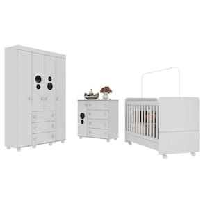 Quarto Completo Infantil Com Colchão Incluso Pimpolho Multimóveis Branco