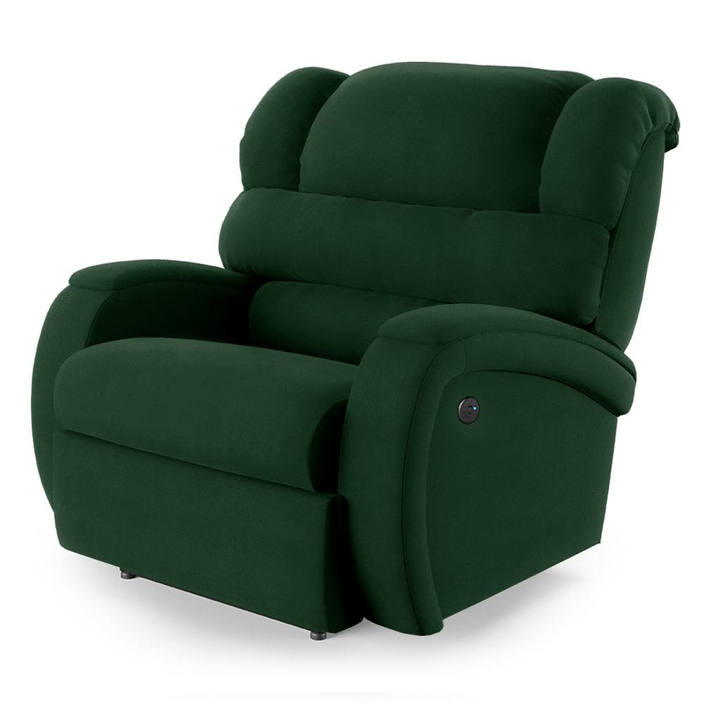 Poltrona do Papai Reclinável Napoli Controle Power Elétrico USB Veludo Verde FH1 - D`Rossi
