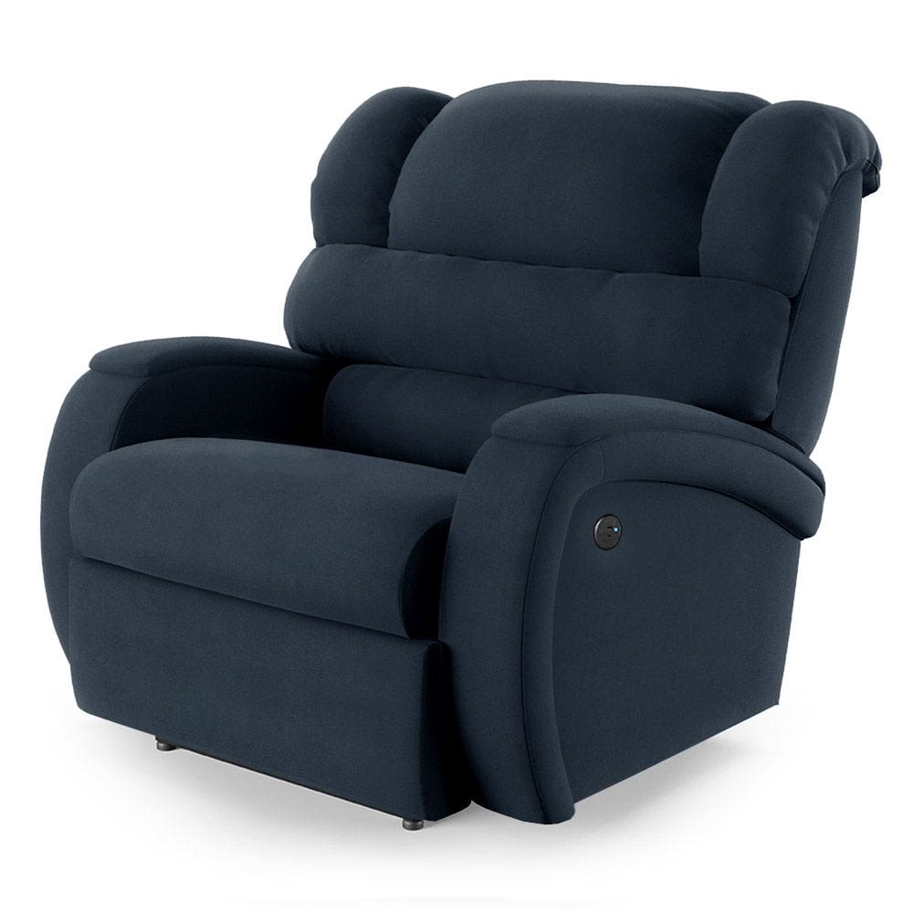 Poltrona do Papai Reclinável Napoli Controle Power Elétrico USB Veludo Azul FH1 - D`Rossi