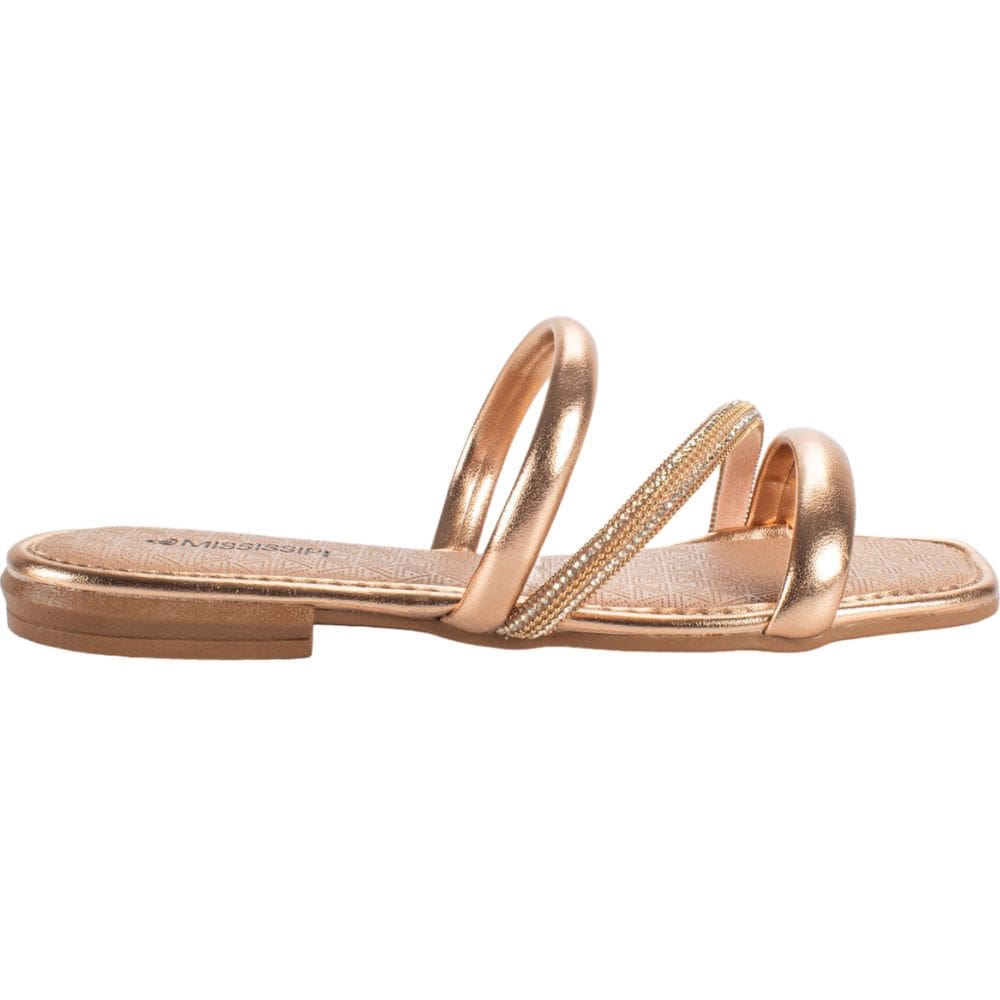 Tamanco Rasteira Feminino Casual Dia a Dia Tira com Brilho Mississipi Mb751