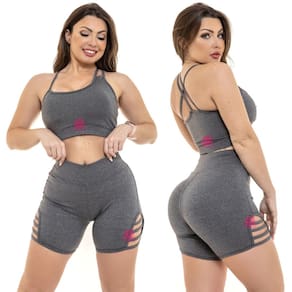 Conjunto Bermuda com Faixa e Top Suplex Fitness Feminino