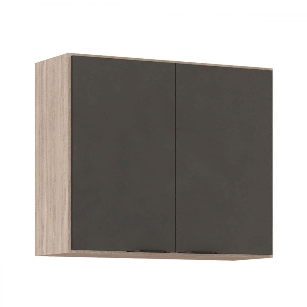 Armário Aéreo Cozinha Firenze 80cm 2 Portas Avena/Grafito - Demóbile