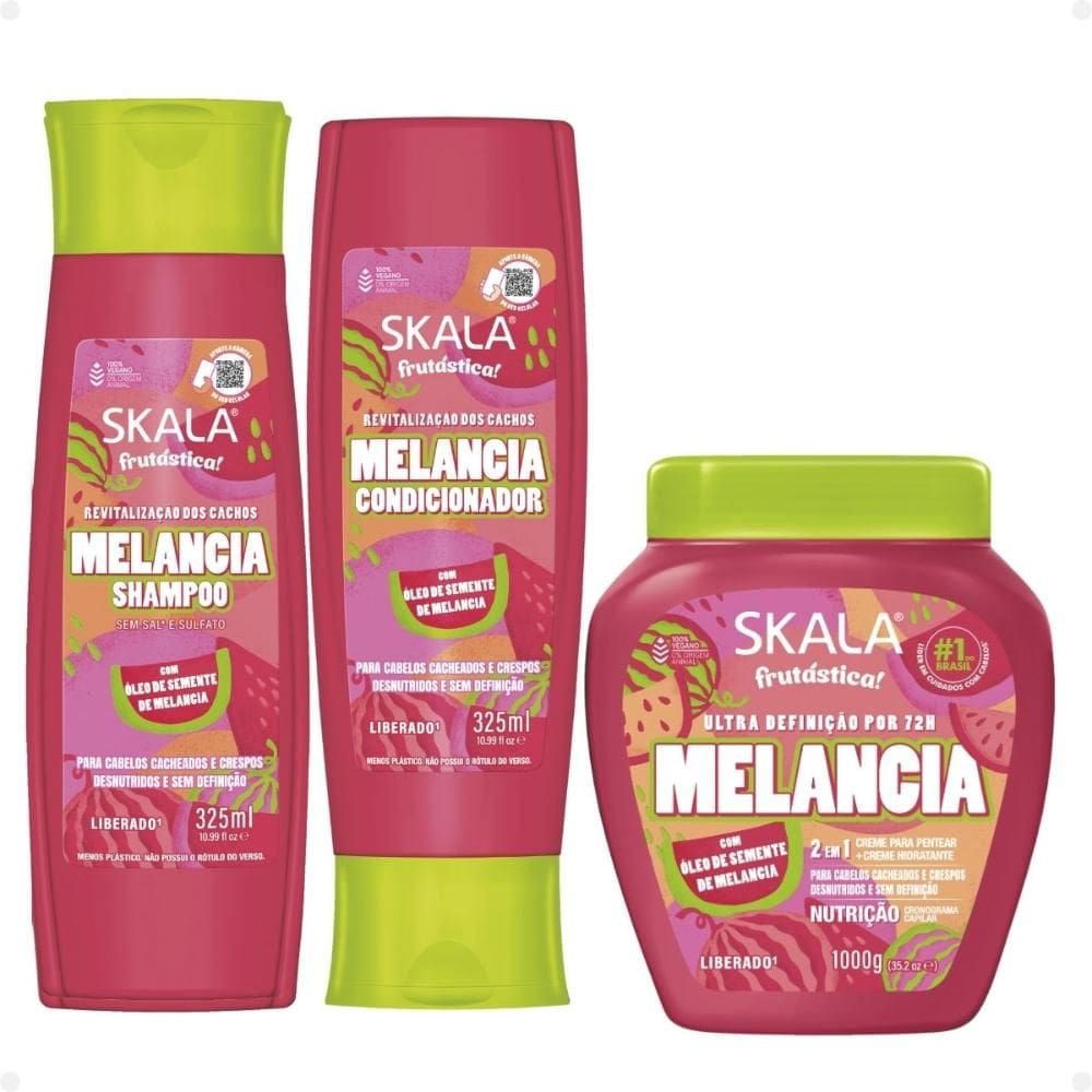 Kit Skala Melancia: Shampoo e Condicionador + Mascara de Tratamento 1000ml