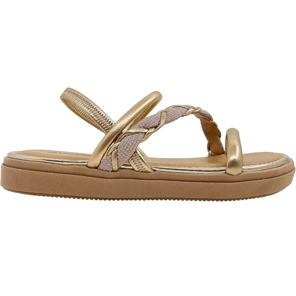 Sandália Feminina Papete FlatForm Casual Dia a Dia com Brilho Tiras Trançadas Conforto Mississipi Ma962
