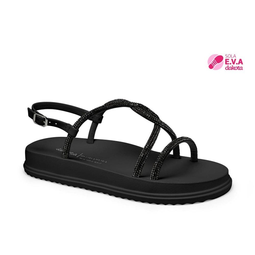 Sandália flatform com strass Dakota