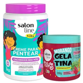 Kit Salon Line Kids: 1 Creme para Pentear e 1 Gelatina Desembaraçante Morango