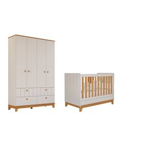 Berço Americano e Guarda Roupas Biscoito Permobili Retro MDF