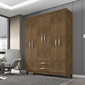 Guarda Roupa Casal Aspen 6 Portas 2 Gavetas I01 Malbec - Clique Chique Móveis