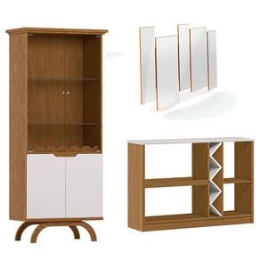 Cristaleira Vicenza com Aparador Buffet Isis e Espelho Isadora Ype Off White – New Ceval