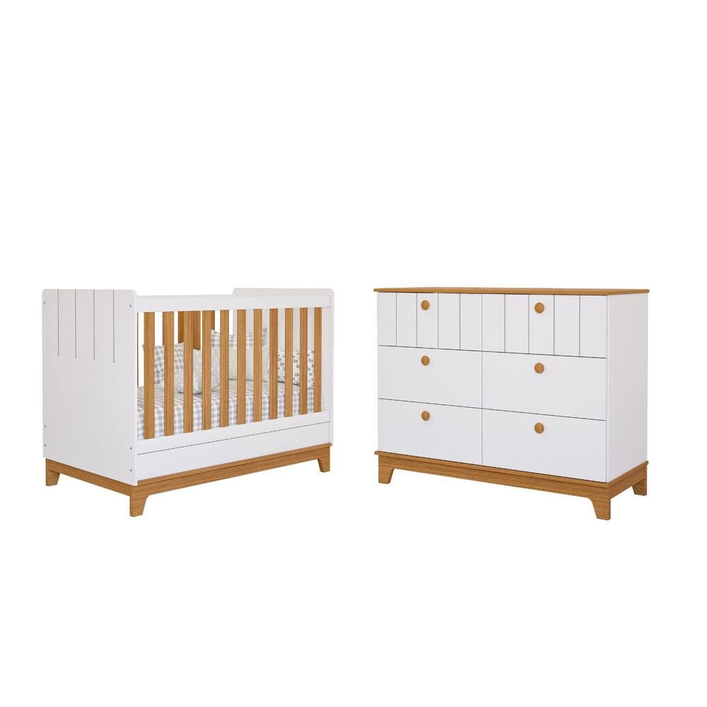 Berço e Cômoda Biscoito Permobili MDF 06 gavetas