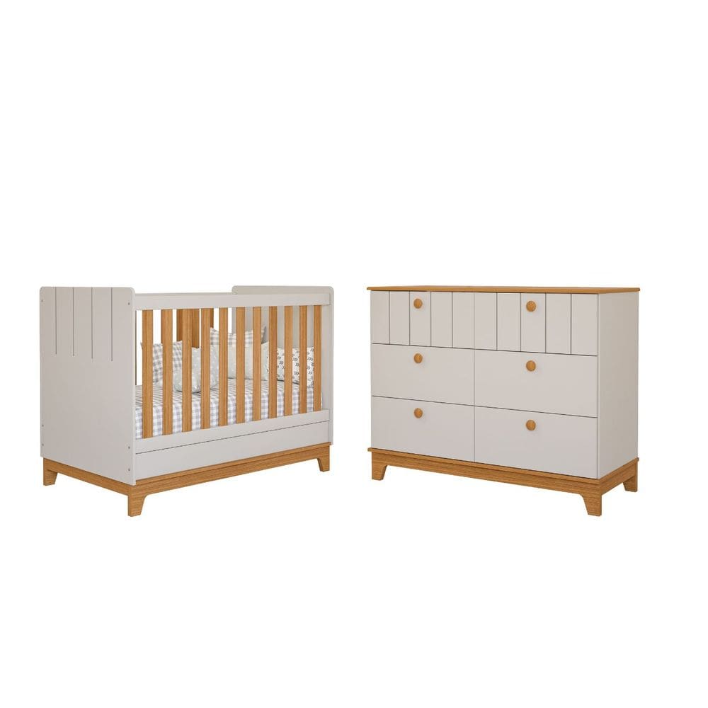 Berço e Cômoda Biscoito Permobili MDF 06 gavetas