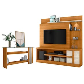 Estante Home Theater Alan com Aparador Frizz Cinamomo Off White - Madetec