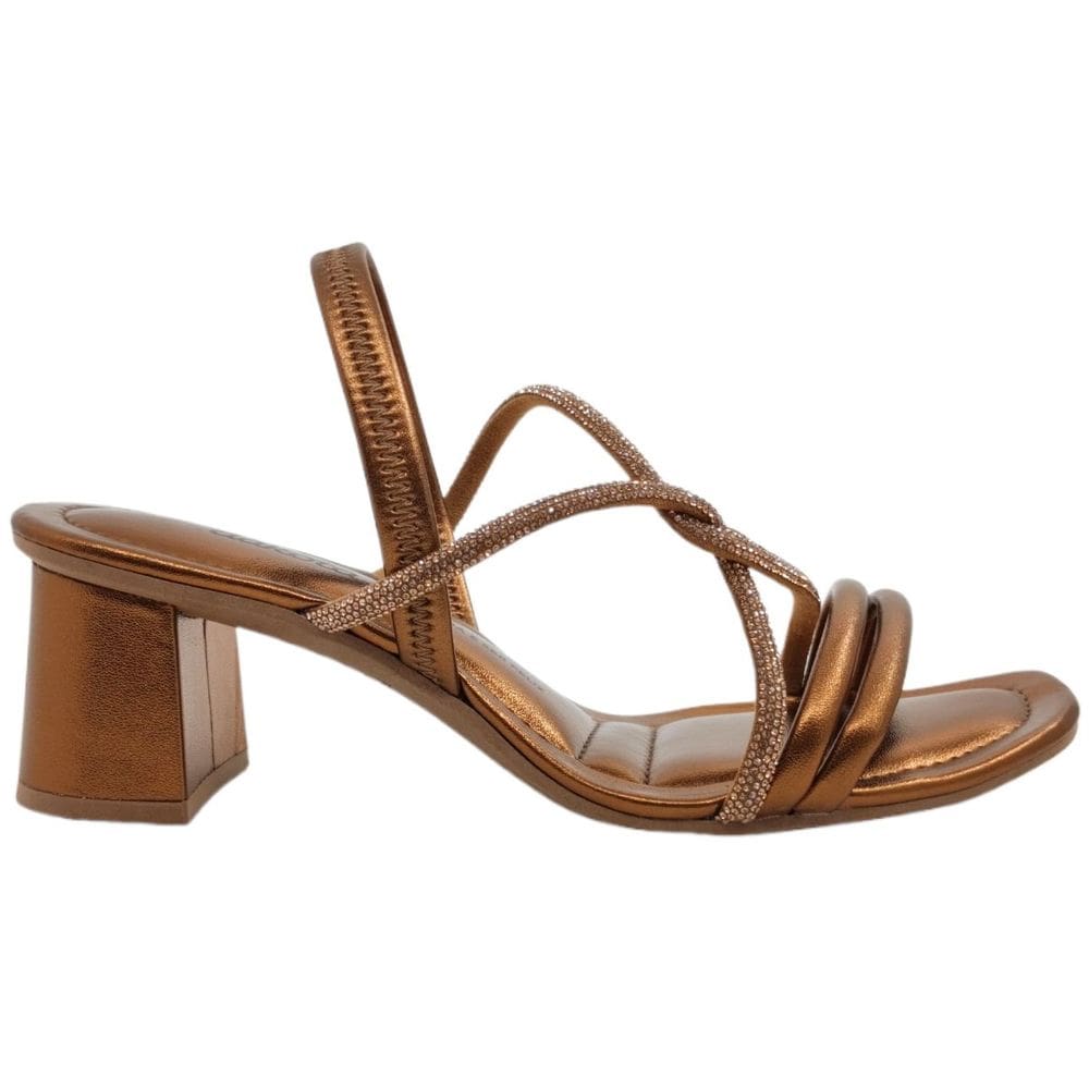 Sandália Feminina Casual Calce Fácil Salto Bloco Médio com Strass Dakota Y7912