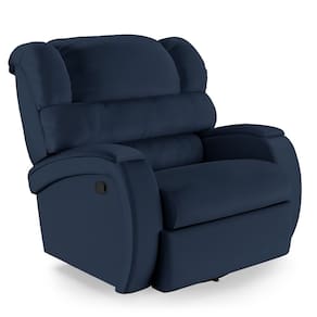 Poltrona do Papai Reclinável Napoli Glider Giratória PU Azul FH1 - D`Rossi