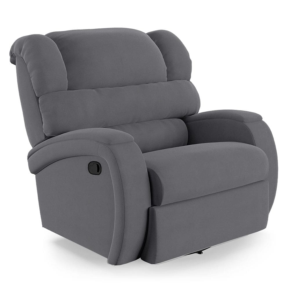 Poltrona do Papai Reclinável Napoli Glider Giratória Veludo Cinza FH1 - D`Rossi
