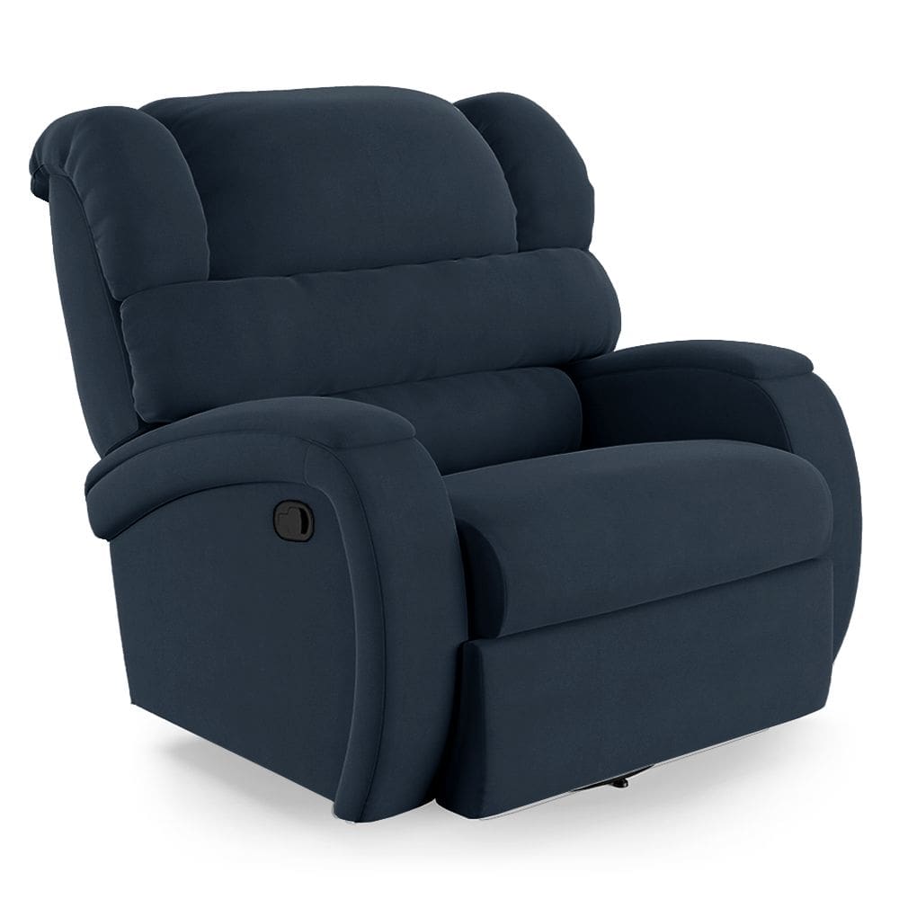 Poltrona do Papai Reclinável Napoli Glider Giratória Veludo Azul FH1 - D`Rossi
