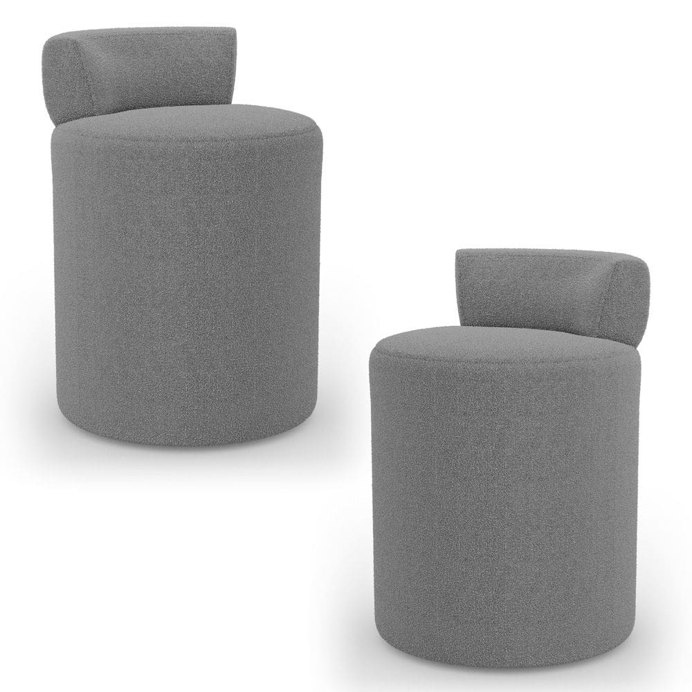 Kit 02 Puffs Decorativos Orgânicos Living Aegon Minimalista Bouclê Cinza Escuro - Desk Design