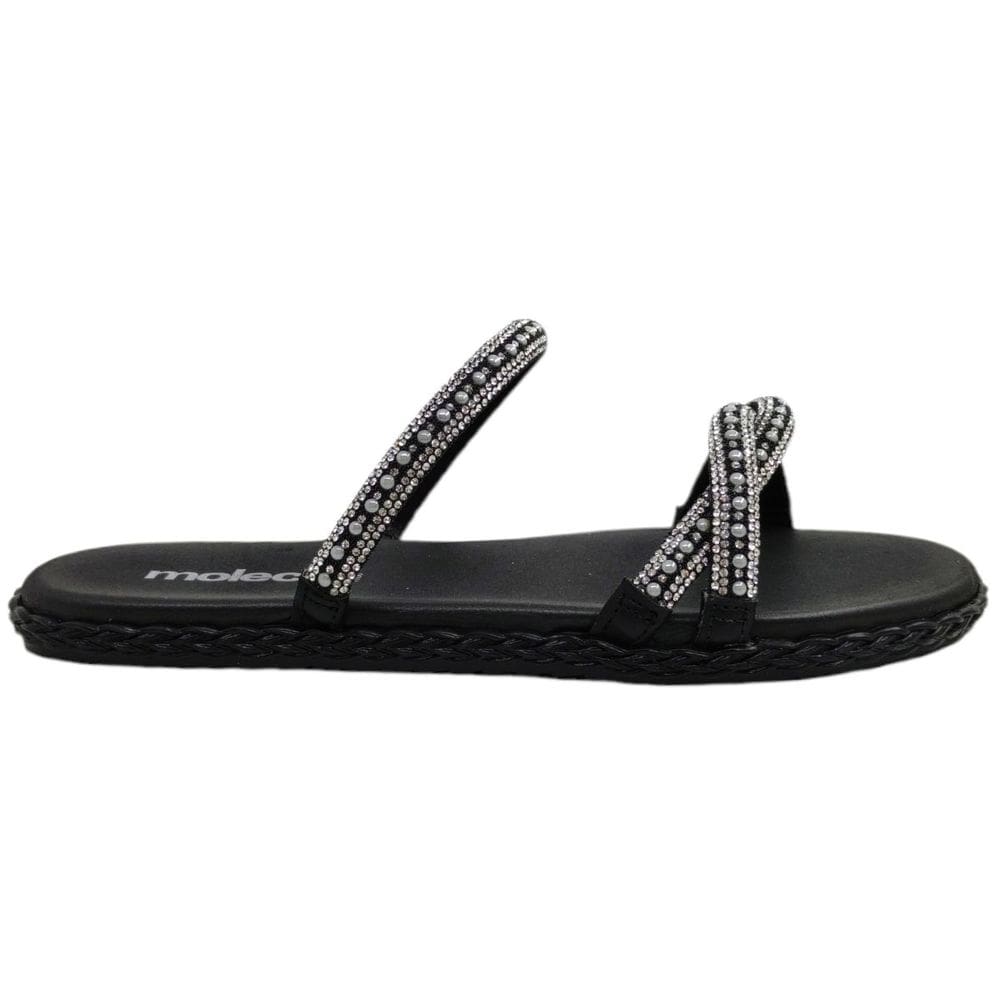 Tamanco Rasteira Feminino Casual Dia a Dia com Strass Conforto Moleca 5452.141