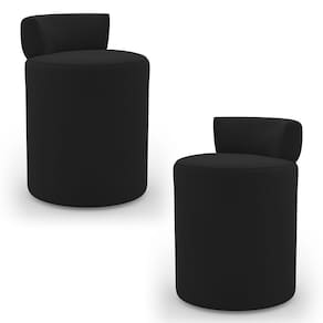 Kit 02 Puffs Decorativos Orgânicos Living Aegon Minimalista Veludo Preto - Desk Design