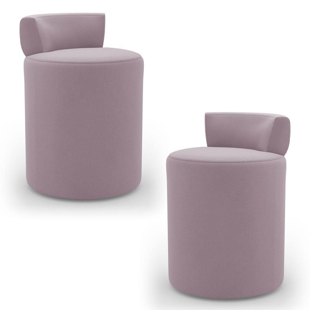 Kit 02 Puffs Decorativos Orgânicos Living Aegon Minimalista Veludo Rosê - Desk Design