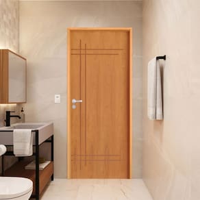 Porta Lisa Padrão Imbuia Belíssima 9 Batente Ecológico 09 Fechadura Stilo Wc 62 X 2,10 D Natural