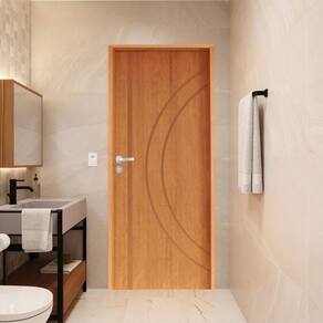 Porta Lisa Padrão Imbuia Concept 10 Batente Ecológico 11 Fechadura Stilo Wc 82 X 2,10 e Natural