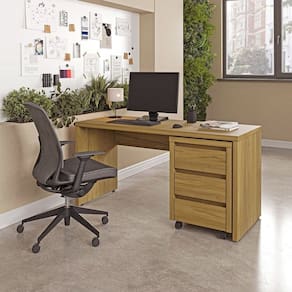 Mesa de Escritório 150cm com Gaveteiro com Rodízio Ficus Cabecasa Madeiramadeira Rovere
