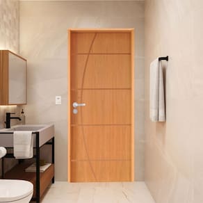 Porta Lisa Padrão Imbuia Belíssima 5 Batente Ecológico 11 Fechadura Stilo Wc 82 X 2,10 D Natural