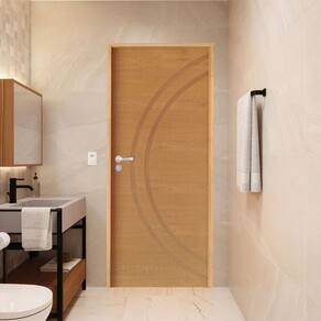 Porta Lisa Padrão Imbuia Concept 11 Batente Ecológico 14 Fechadura Stilo Wc 82 X 2,10 D Natural