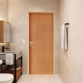 Porta Lisa Padrão Imbuia Belíssima 12 Batente Ecológico 11 Fechadura Stilo Wc 72 X 2,10 D Natural