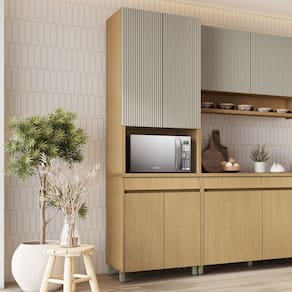 Paneleiro 4 Portas 1 Gaveta Simone Mendes 100% Mdf Carvalho/Greige