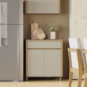 Balcao 2 Portas 1 Gaveta 80cm Condessa 100% Mdf Carvalho/Greige