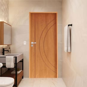 Porta Lisa Padrão Imbuia Concept 10 Batente Ecológico 11 Fechadura Stilo Wc 62 X 2,10 D Natural