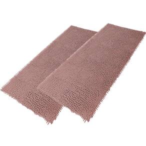 2 Tapetes Passadeira Antiderrapante 100x50cm Bolinha Marrom