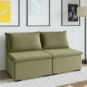 Sofá Modular 2 Módulos Centrais Zen Cabecasa Madeiramadeira Verde Salvia