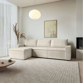 Sofá Modular 1 Módulo Direito 1 Módulo Central 1 Módulo Esquerdo 1 Puff Zen Cabecasa Madeiramadeira Off White