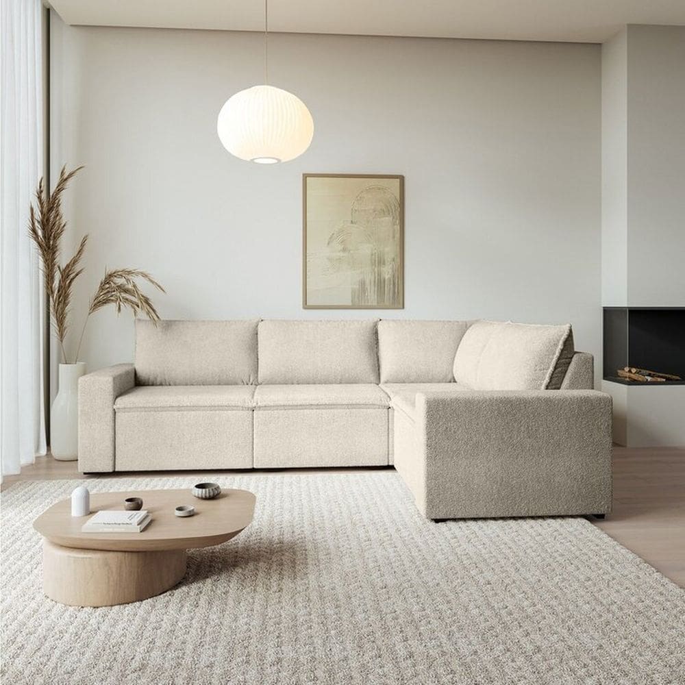 Sofá Modular de Canto 4 Módulos Zen Cabecasa Madeiramadeira Off White