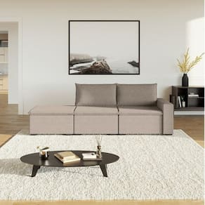 Sofá Modular 1 Módulo Direito 1 Módulo Central 1 Puff Zen Cabecasa Madeiramadeira Marrom