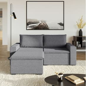 Sofá Modular 1 Módulo Direito 1 Módulo Esquerdo 1 Puff Zen Cabecasa Madeiramadeira Grafite