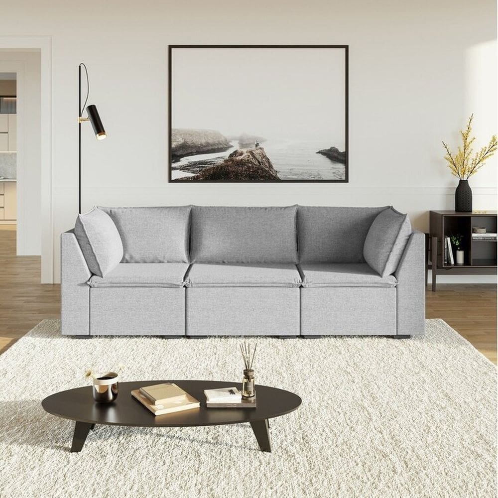 Sofá Modular 2 Módulos Canto 1 Módulo Central Zen Cabecasa Madeiramadeira Grafite