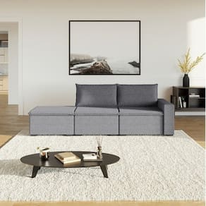 Sofá Modular 1 Módulo Direito 1 Módulo Central 1 Puff Zen Cabecasa Madeiramadeira Grafite