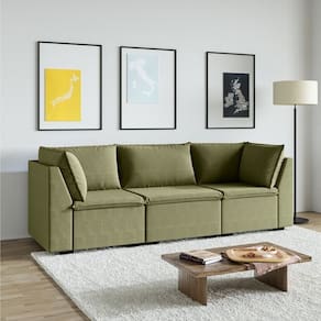 Sofá Modular 2 Módulos Canto 1 Módulo Central Zen Cabecasa Madeiramadeira Verde Salvia
