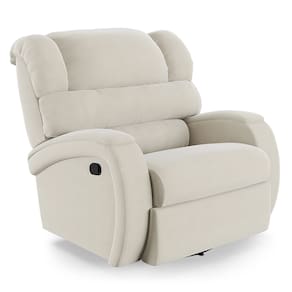 Poltrona do Papai Reclinável Napoli Glider Giratória Massagem Veludo Bege FH1 - D`Rossi