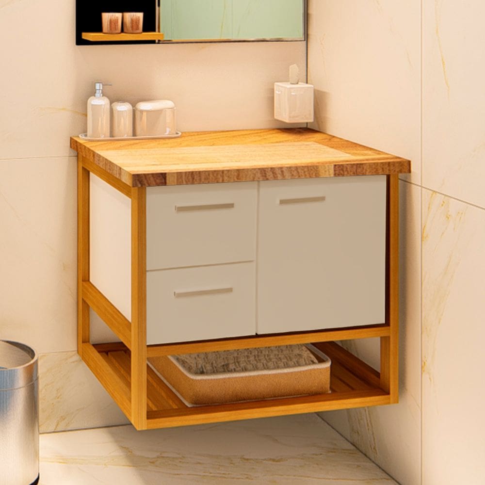 Gabinete Toucador para Banheiro Pretty 69,5cm sem Cuba Branco