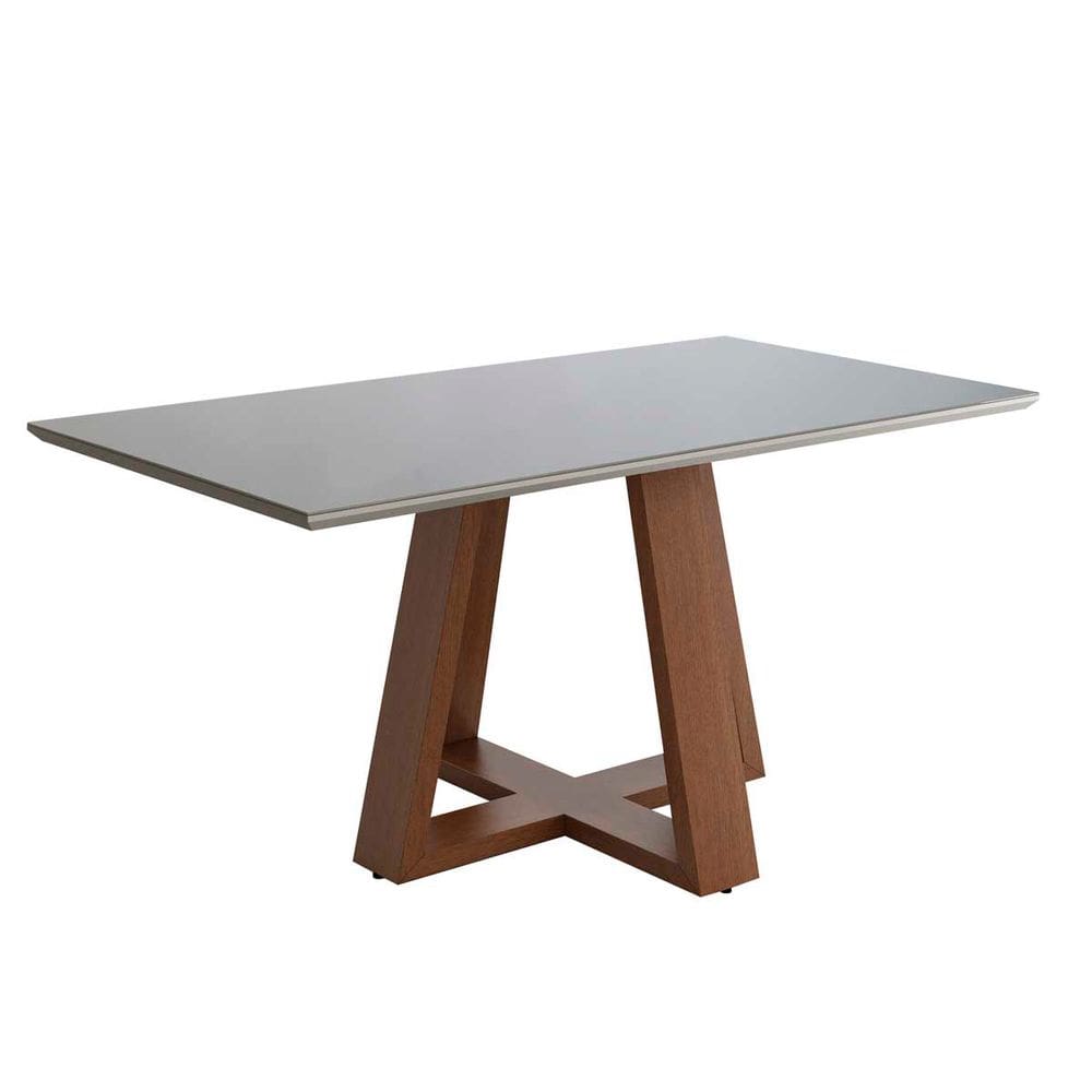 Mesa de Jantar Retangular Tampo de Vidro para 4 Cadeiras 140x90cm Liandra Off White CCS