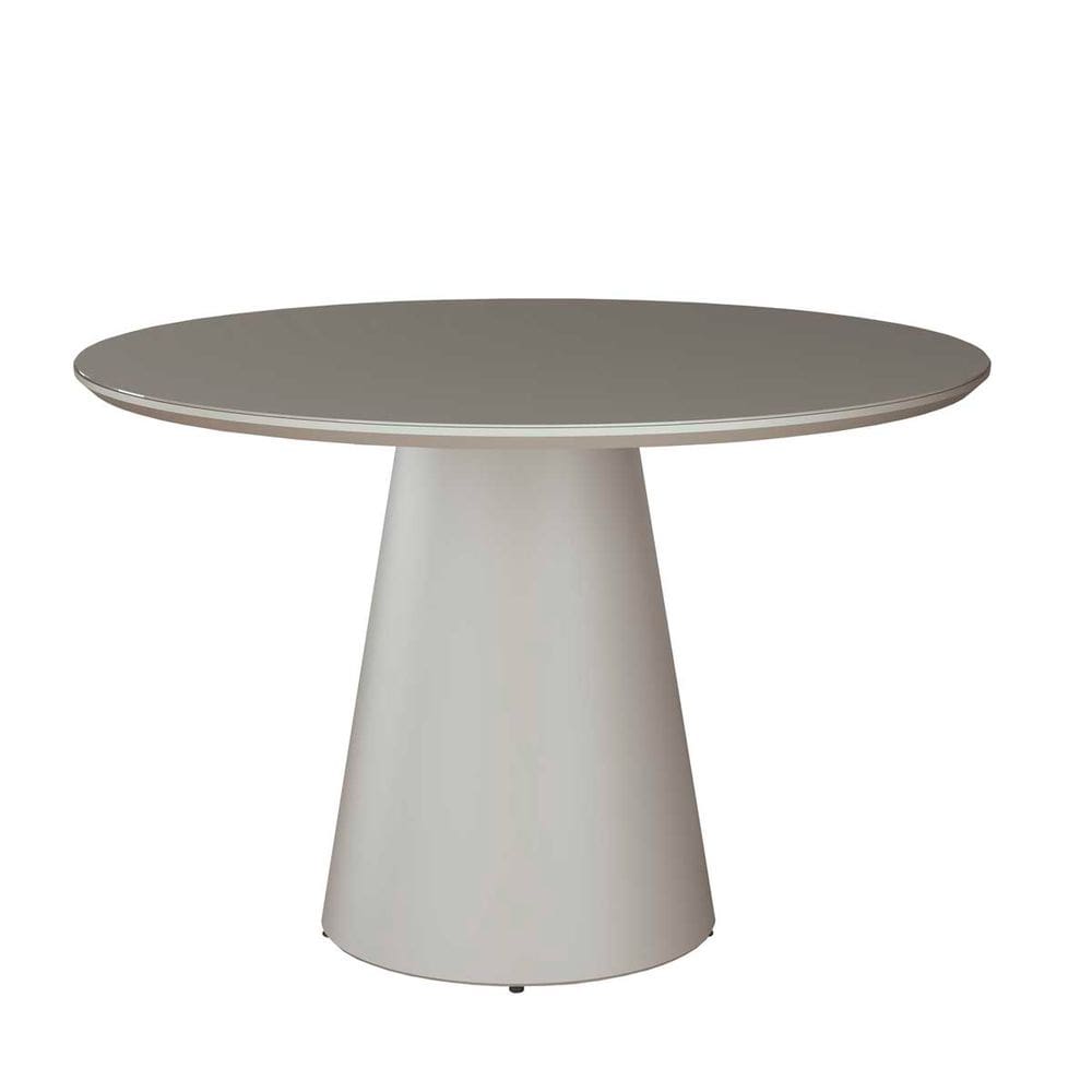 Mesa de Jantar Redonda com Base Cone 130cm Liz Tampo Vidro Off White CCS
