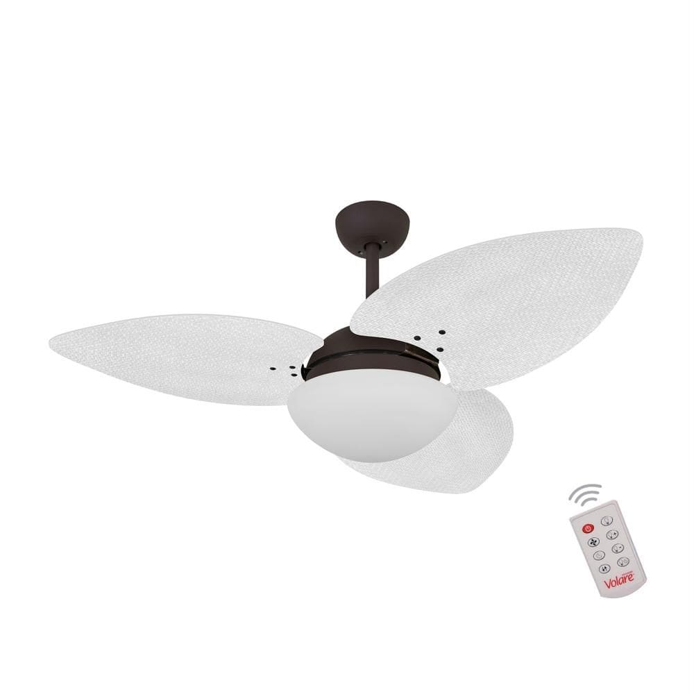 Ventilador de Teto Dormamu Marrom Texturizado 3 Pás Palmae Branco 127V com Controle