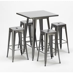 Mesa alta bistrô de bar + 4 banquetas altas Iron Tolix