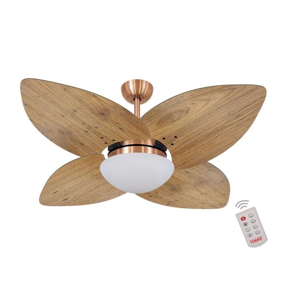 Ventilador de Teto Dormamu Cobre 4 Pás Rádica Freijó 127V com Controle